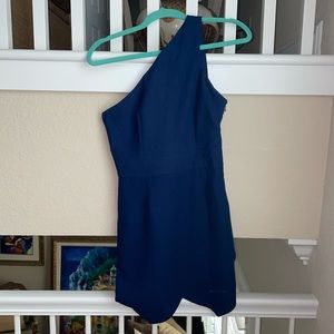 Tobi Navy Blue One Shoulder Straight Dress w/ Envelope Trim XS/S